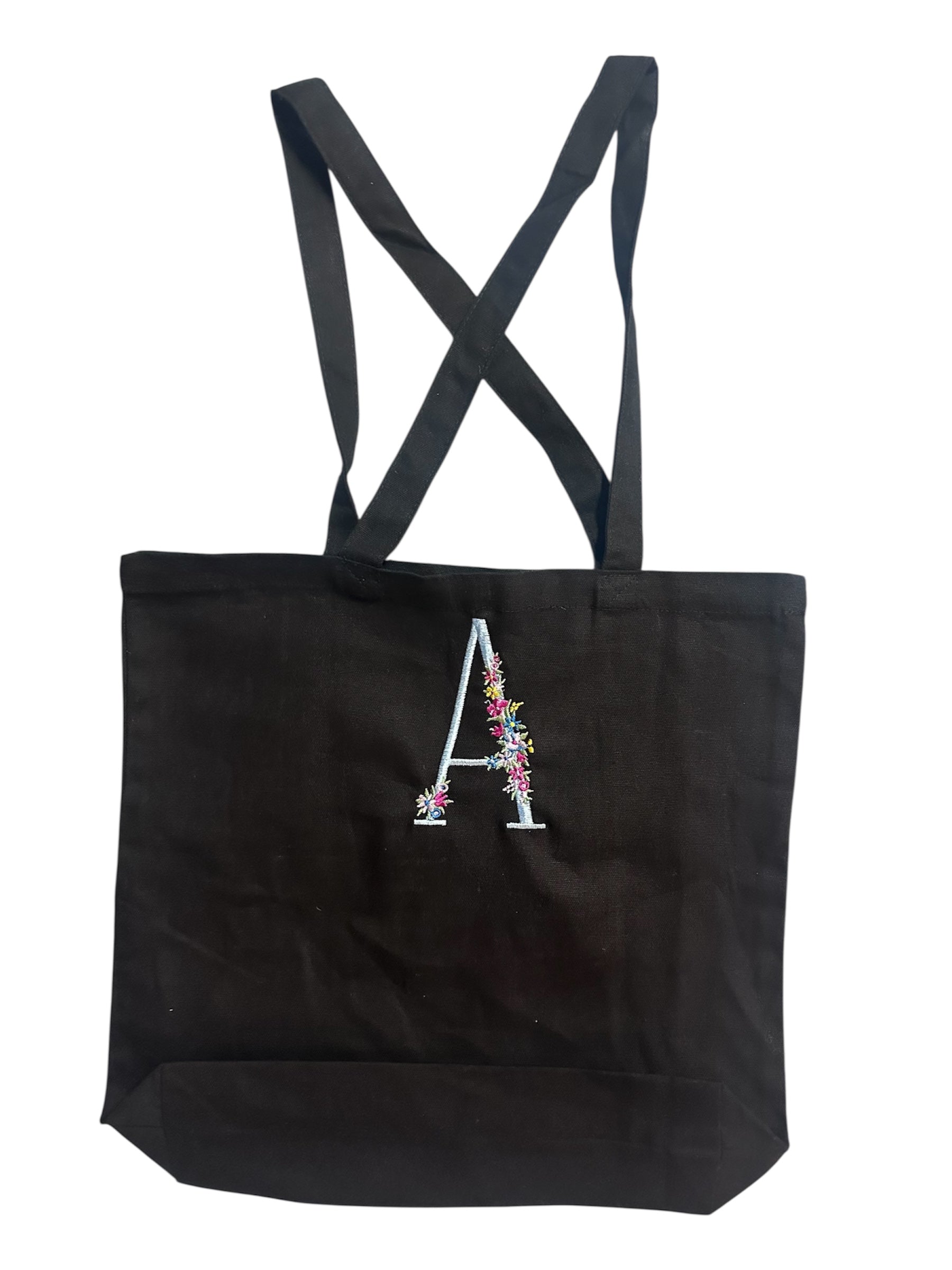 Initial with flowers - Tote Bag
