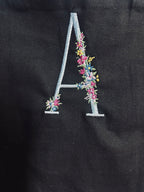 Initial with flowers - Tote Bag