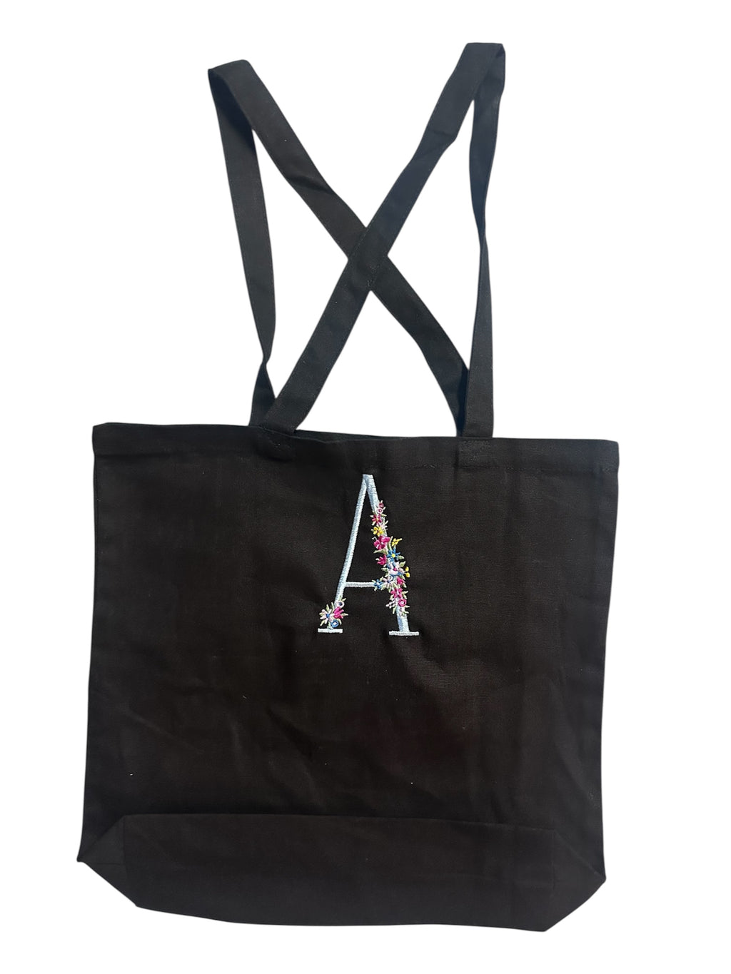 Initial with flowers - Tote Bag